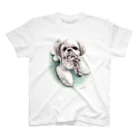 Momojiの犬画のシーズー75 スタンダードTシャツ