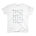 IKASUMIgoodsのヨガをするウサ（グレー濃淡） Regular Fit T-Shirt