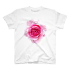 コマタヒチの【ロマンスキザ】ピンクの薔薇 スタンダードTシャツ