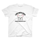 efrinmanの犬と共に（フレンチブル/白系） スタンダードTシャツ