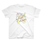 TORINOSUのぎゅうぎゅう白色オウム スタンダードTシャツ