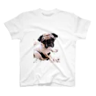 サウナ&猫&犬グッズ♨️🐕🐈の見つめるパグTシャツ スタンダードTシャツ