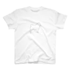 ヤマネコのパグのシルエット（白） スタンダードTシャツ
