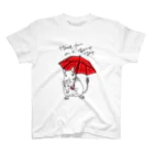 kanako-mikanのHave fun on a Rainy day (Red Umbrella) スタンダードTシャツ