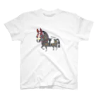 SHIROFUNE_mooooの　青毛　赤いメンコの競走馬 Regular Fit T-Shirt