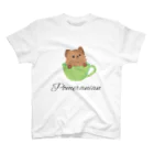 Links-Tのコーヒーカップ犬　ポメラニアン スタンダードTシャツ