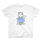 ゆきだるまころころのねこのお姫さま（ブルー） スタンダードTシャツ