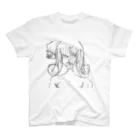 ひなみのラクガキ屋さんの巻き髪の女(白黒) Regular Fit T-Shirt