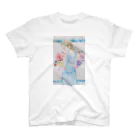 ココユキ＊水彩画ショップの水色ストライプのワンピースの女の子 Regular Fit T-Shirt