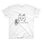 戌風さんのお店のへの字眉ねこ（モノクロ） スタンダードTシャツ