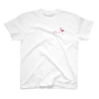 mojitoiro（もじといろ）のフラミンゴ  Flamingo スタンダードTシャツ