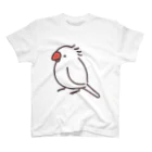 へんてこな文鳥さんのお店のアホ毛がひどい文鳥(白) スタンダードTシャツ