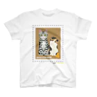 Quatre Illustrationのキャトル切手_猫02 スタンダードTシャツ