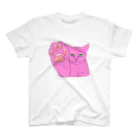 Fumio MatsubayashiのHIGH FIVE CAT PINK Regular Fit T-Shirt
