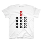 麻雀ロゴTシャツショップ 雀喰 -JUNK-の麻雀牌 7索 チャーソウ ＜索子 チャッソウ>黒赤ロゴ牌枠あり Regular Fit T-Shirt