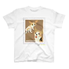 Quatre Illustrationのキャトル切手_犬03 スタンダードTシャツ