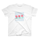 幼稚園児のあかうんと📛の赤と水色 チューリップ スタンダードTシャツ