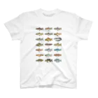 猫と釣り人のドット絵(TANSUIGYO_1) Regular Fit T-Shirt