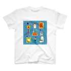 ネコのひたいのニャンコとBREAKFAST(ブルー) Regular Fit T-Shirt