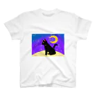 一夢（ヒトム）の黒猫と月の休息 スタンダードTシャツ