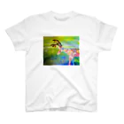 【全盲の絵描き】オバケのタムタムの【全盲の画家】庭にシカが来た Regular Fit T-Shirt