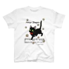 くろねこ倶楽部のねこがふんじゃった黒音符薄色地 スタンダードTシャツ