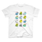 Cody the Lovebirdの（両面） Chubby Bird セキセイインコ大集合　＆　オカメインコ大集合 スタンダードTシャツ