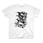 白黒灰脂オリジナルイラストグッズSHOP『熊猫動物園』の【ROCKOLOID SAULUS】type-DRUMS スタンダードTシャツ