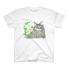 Crazy❤︎for Maincoon 猫🐈‍⬛Love メインクーンに夢中のメインクーン&クリスマスローズ Regular Fit T-Shirt