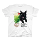 猫とやっし～ぃのアレコレのクリームソーダと黒い猫 スタンダードTシャツ