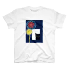 WAMI ARTの花火見る黒猫 Regular Fit T-Shirt