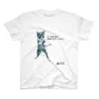 猫写真家　森永健一 にゃんこ屋 SUZURIストアのどこからでもかかってきニャさい白黒 Regular Fit T-Shirt