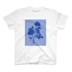 chabiのrose×gingham check/blue スタンダードTシャツ