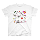 WataMayuroom☆のにこにこ白にゃんこ スタンダードTシャツ