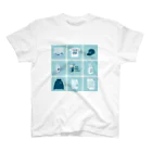 Teal Blue CoffeeのTealBlueItems _Cube BLUE Ver. Regular Fit T-Shirt