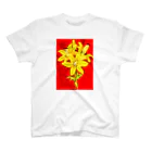 点描曼荼羅の世界の赤に映える黄色い百合 Regular Fit T-Shirt