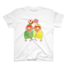 OmuPastaのチューリップとコザクラインコ スタンダードTシャツ