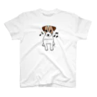 虹色PLUSの可愛いジャックラッセルテリア犬と音符 Regular Fit T-Shirt