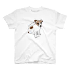 虹色PLUSの可愛いジャックラッセルテリア犬 おすわり スタンダードTシャツ