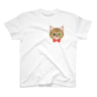 いっぷく堂のねこちゃん（キジトラred）ワンポイント スタンダードTシャツ