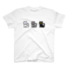 ねころぽん【ドット】のモノクロ猫ちゃんズ スタンダードTシャツ