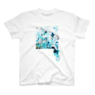 秋花の青のにじみTシャツ Regular Fit T-Shirt