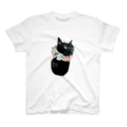RonRon TumTum Catsのフリルリボンと黒猫 スタンダードTシャツ