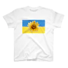 サトオのウクライナ国旗カラー＆ひまわり　クレヨン画風 スタンダードTシャツ