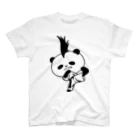NAGOMI-Creationの【かっこいいのに可愛いパンダ】モヒカンパンダの空手上段蹴り スタンダードTシャツ