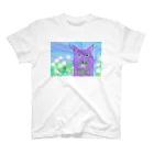 Crazy❤︎for Maincoon 猫🐈‍⬛Love メインクーンに夢中の紫猫💜メインクーン☘️クローバー🍀 Regular Fit T-Shirt