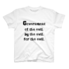 LUNARHOLIC STOREの<BASARACRACY>人外の人外による人外のための政治（英語・黒） Regular Fit T-Shirt