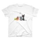 tsubasamoonの天使のひよこちゃんと黒猫ムーン アコースティック スタンダードTシャツ