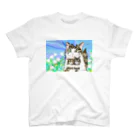 Crazy❤︎for Maincoon 猫🐈‍⬛Love メインクーンに夢中の🍀メインクーンとクローバー🍀 スタンダードTシャツ