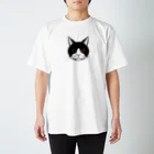 chi-bitの猫の顔（白黒・ハチワレ） スタンダードTシャツ